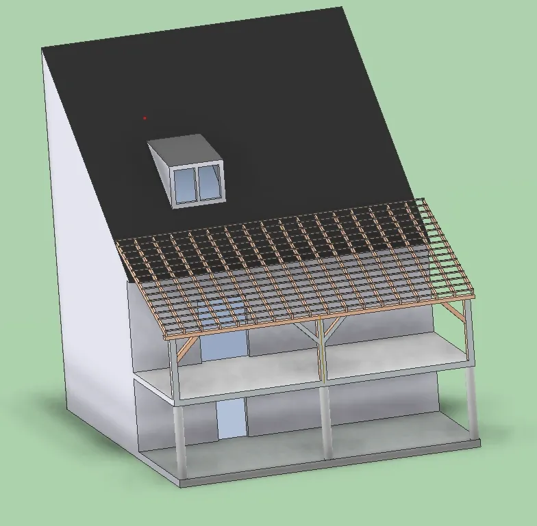 Étude de modélisation 3D d'une extension de toiture 1