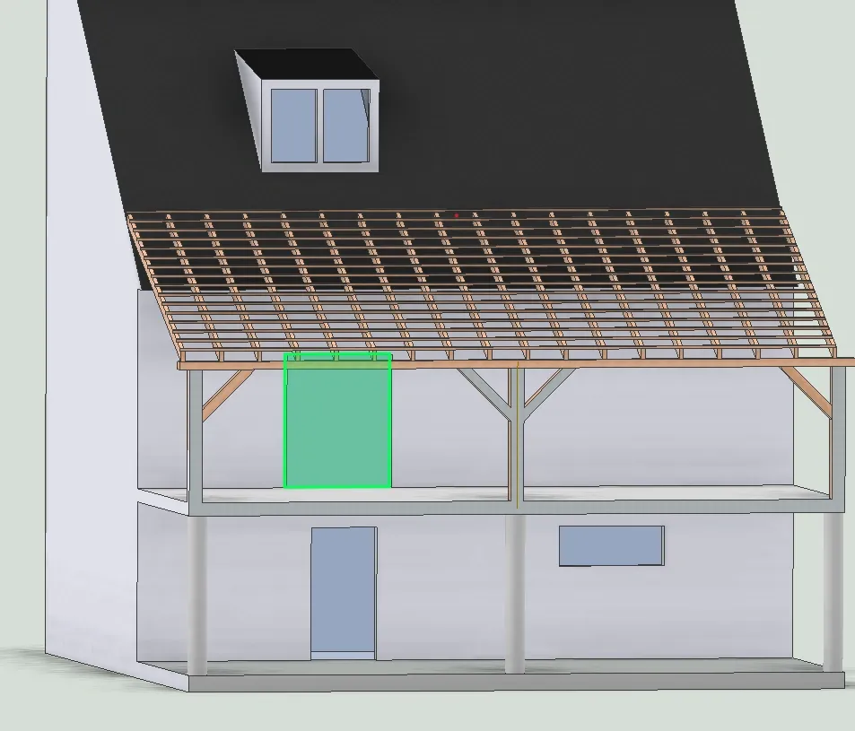 Étude de modélisation 3D d'une extension de toiture 3